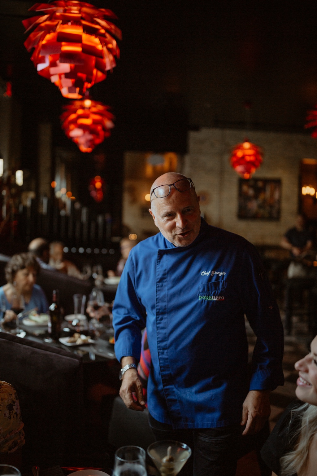Chef Giorgio Lo Greco in the PepeNero dining room