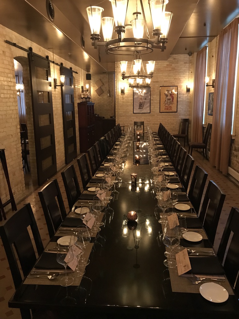 The private dining room prepared for guests